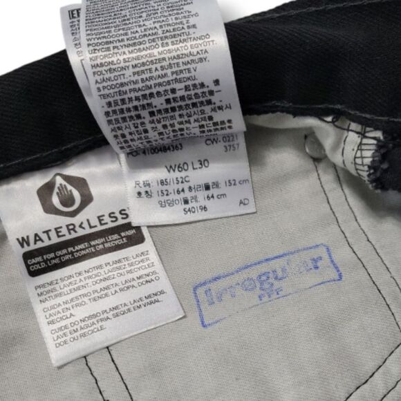 New Levi's Jeans Size 60 W60" x L31 Black Levi's 505 Regular Jeans Irregular NWT - Picture 7 of 8